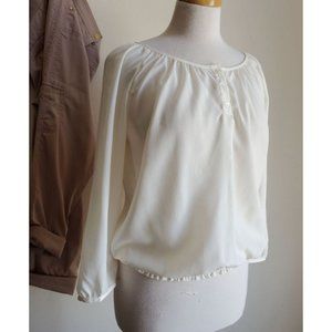 The Limited Size M ivory slinky blouse with long sleeves vanillagirl clean